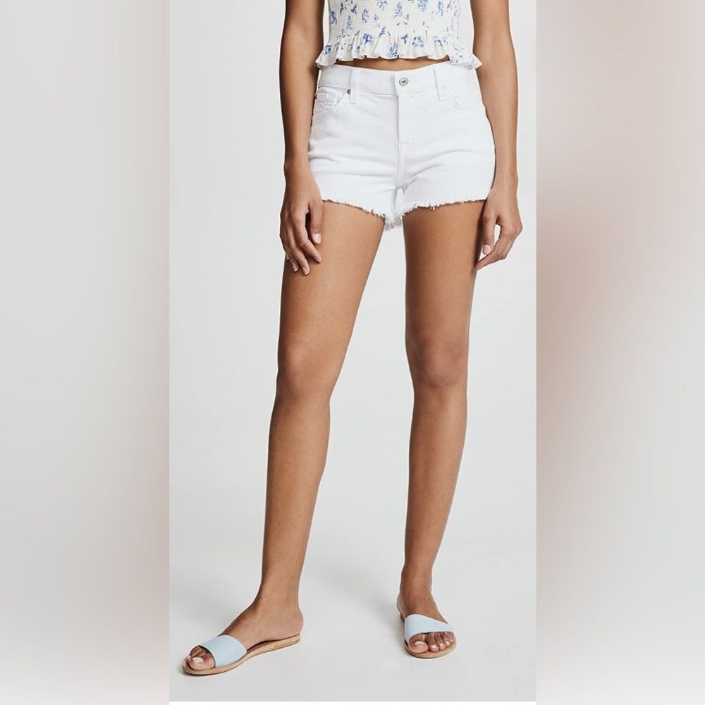 7 for all Mankind Cutoff Denim Shorts button fly in White size 28